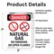 Signmission Natural Gas No Smoking Danger Sign, Vinyl Decal, 5in W x 7in L, 2PK OS-2PACK-DS-D-57-V-1454 - alternate 5